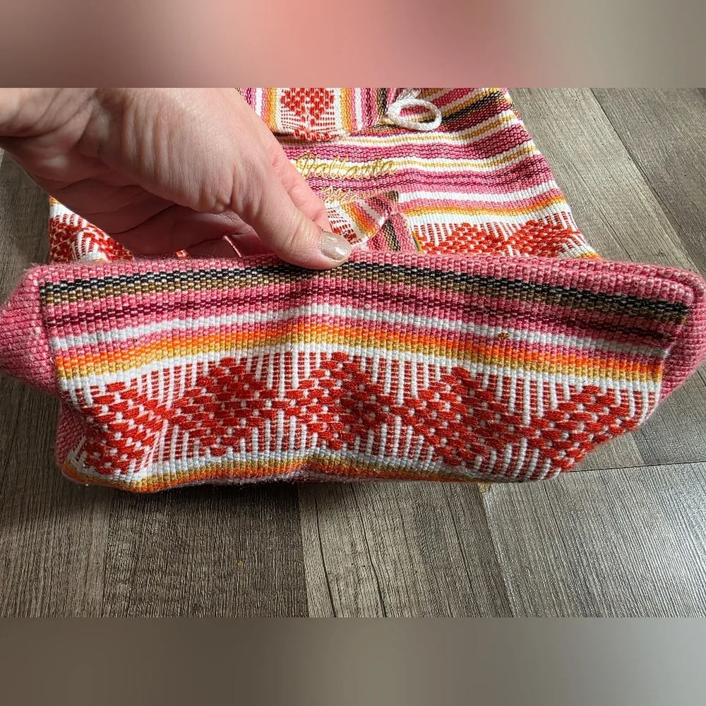 Festivalcore Blanket Mexico Backpack Resort Boho Striped Beach Red Pink